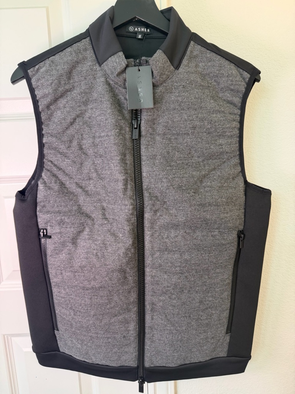 Asher Men’s Heather Gray Quilted Zip Vest
